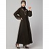Embroidery abaya with balloon sleeves- Olive Green